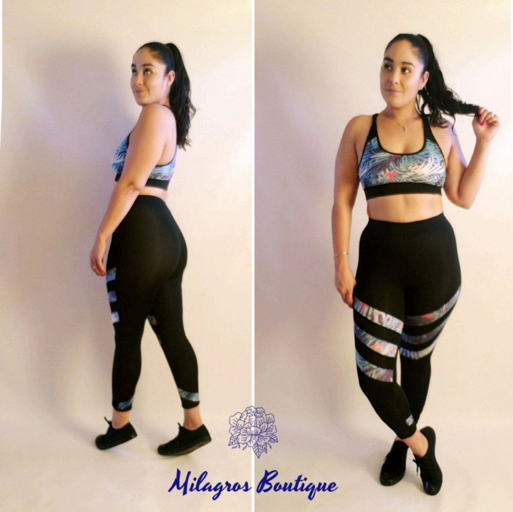 Black and floral workout set